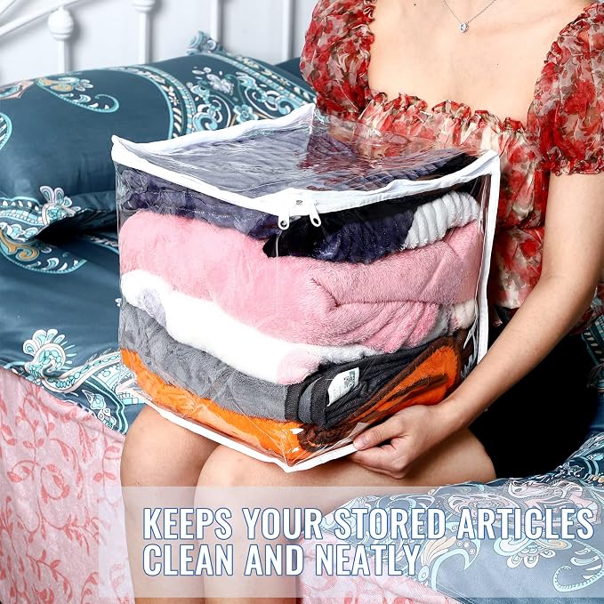 6 Packs Clear Zippered Storage Bags Sweater Moth Bags Plastic Storage - Image 4