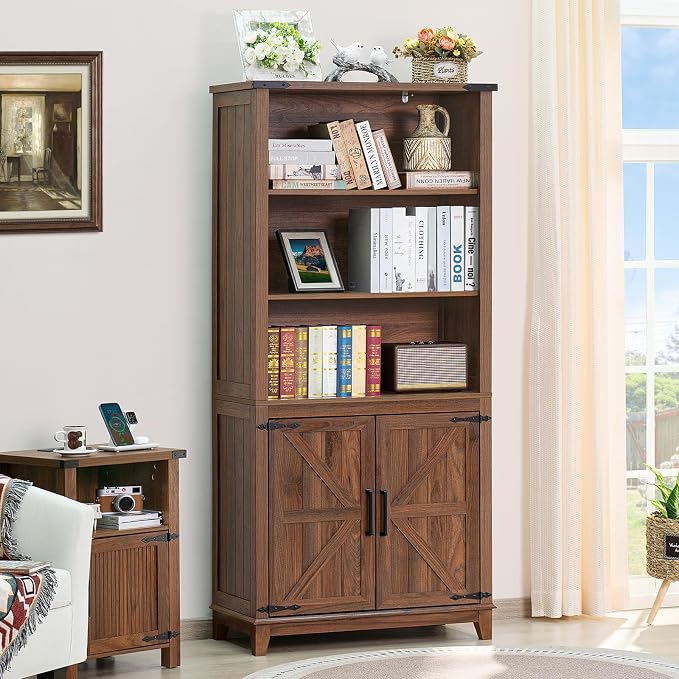 70in Tall Bookshelf 5 Tier Bookcase - Image 4