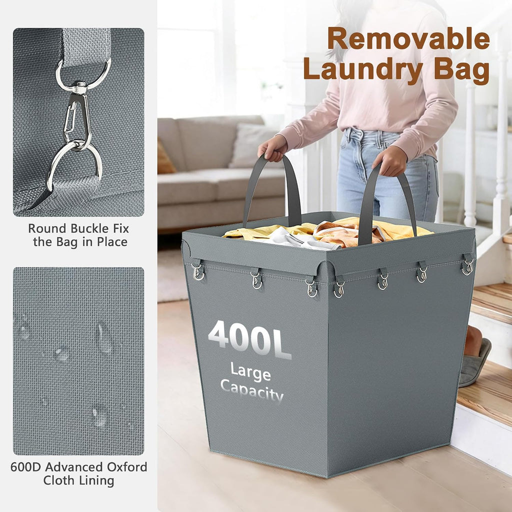 Hoctieon Large Laundry Cart with Wheels, 400L Heavy Duty Laundry