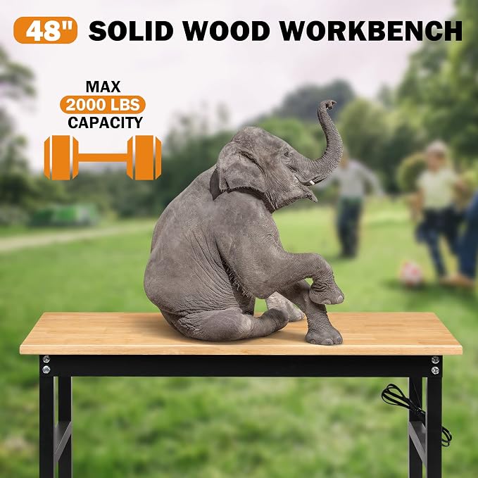 Betterhood Adjustable Height Workbench, 2000 LBS Load Capacity Hardwood - Image 5