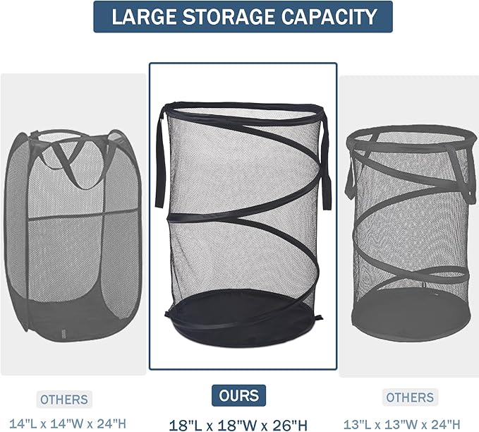 Mesh Popup Laundry Hamper 115L Foldable Laundry Basket Extra Large Capacity - Image 2