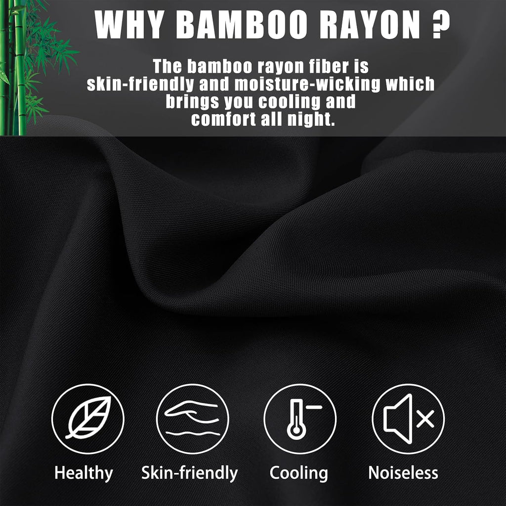 Black Pillow Cases Standard Size 2 Pack, Bamboo Rayon Cooling
