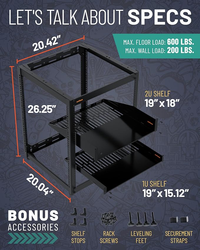 ECHOGEAR 15U Open Frame Rack for Servers & AV Gear - Image 9