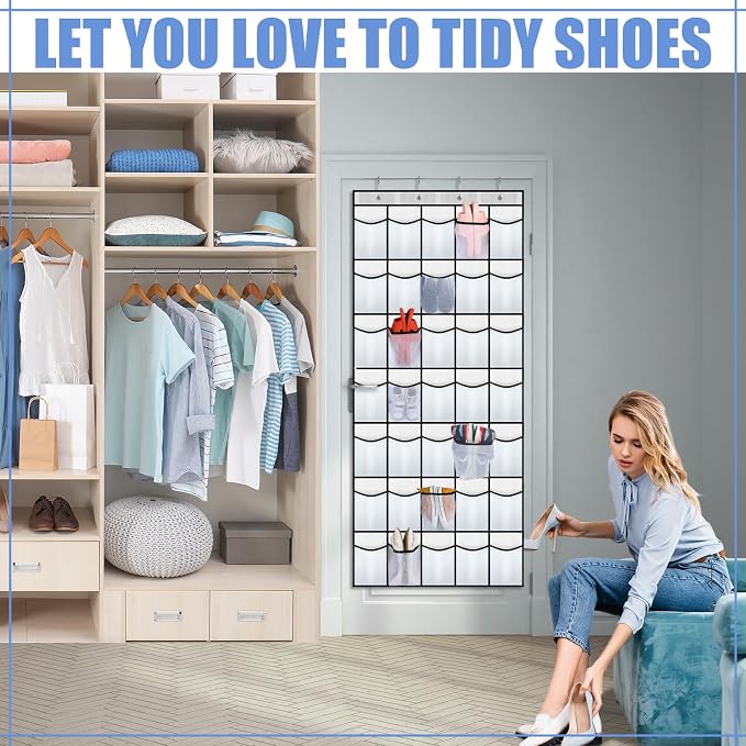 Windyun 2 Pcs 70 Large over The Door Shoe Organizer Hanging Shoe Rack - Image 4