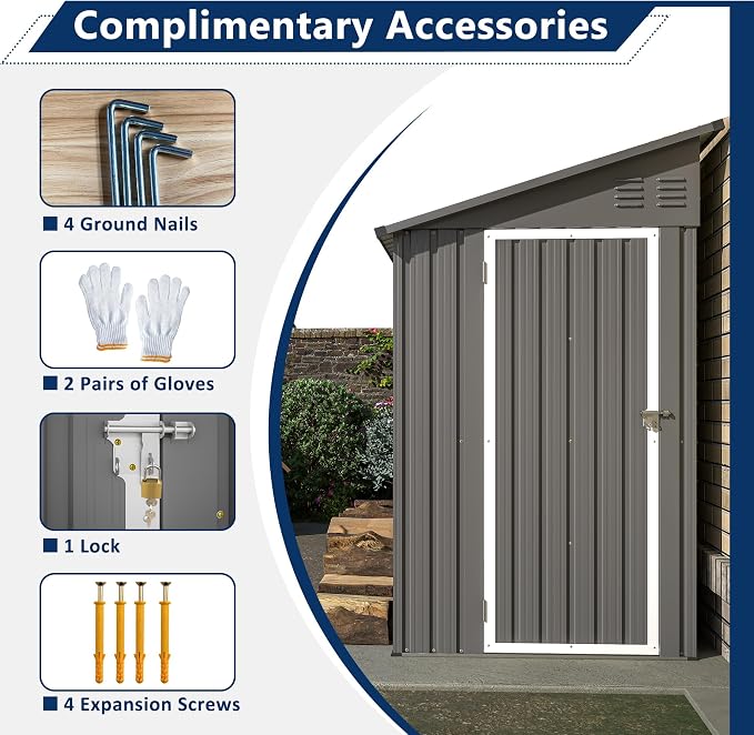 Outdoor Metal Storage Shed 4 x 8 ft, Garden Shed Lean to shed - Image 5