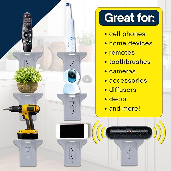 BeraTek Power Perch Wall Outlet Shelf | Declutter & Reclaim Counter Space | - Image 7