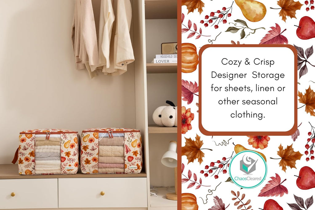 2 Pack Canvas Storage Bags Designer Organizer - Seasonal Storage for