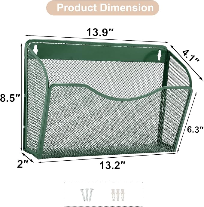EASEPRES 3 Single Pocket Mesh Hanging File Organizer, Vertical Wall Mounted - Image 2