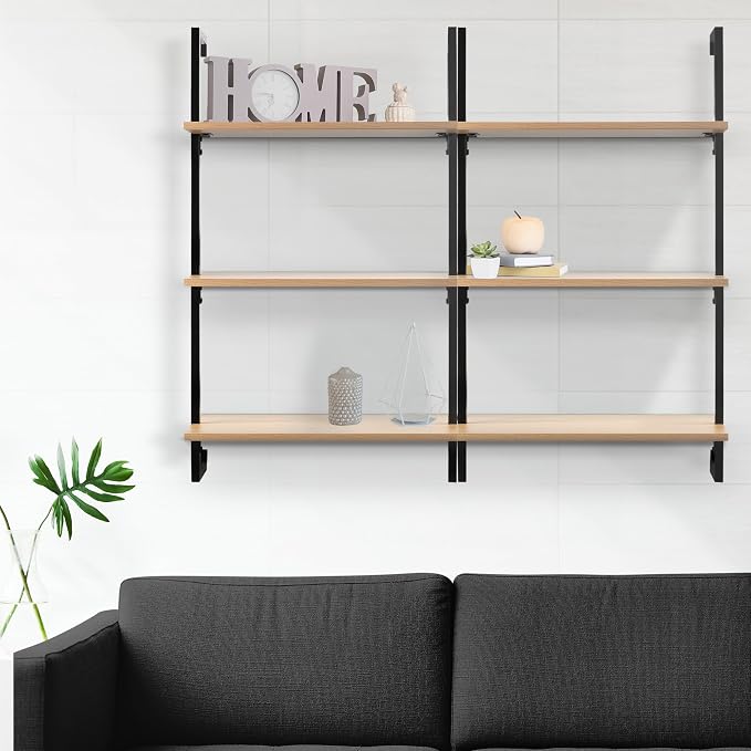happimess MSH1000B Madera 40.55" Classic Industrial 3-Shelf Wood Wall-Mounted - Image 6