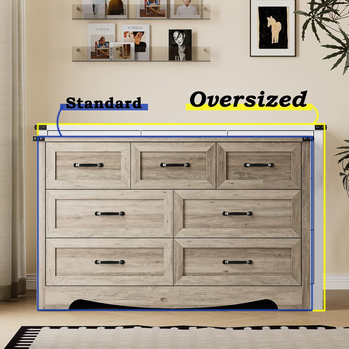BORNOON 7-Drawer Dresser for Bedroom, Modern Wooden Chest of Drawers