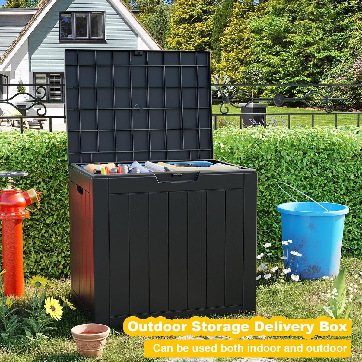 35 Gallon Outdoor Deck Box, Lockable Waterproof Outdoor Storage Boxes