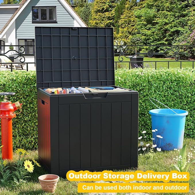 EasyUp 33 Gallon Resin Deck Box Waterproof, UV Resistant Outdoor Storage Box - Image 6
