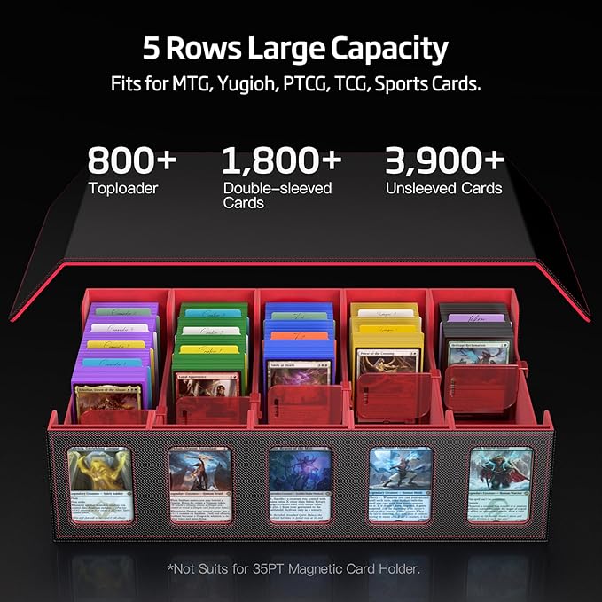 Trading Card Storage Box 5-Row 3900+ Capacity, TCG MTG Card Case - Image 3