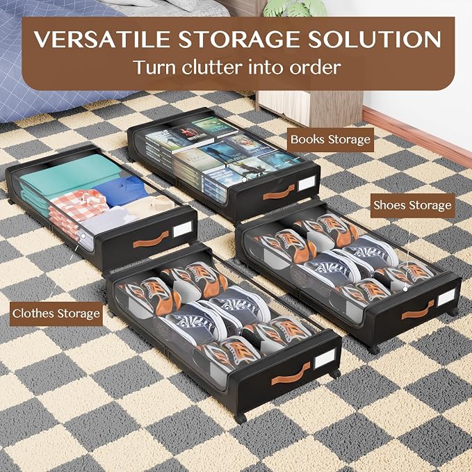 Under Bed Storage with Wheels, UnderBed Storage Containers with Clear Lid and - Image 7