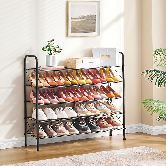Hoctieon 5 Tier Mesh Style Shoe Rack, Entryway Shoe Shelf, Shoe Storage - Image 2