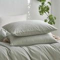 MooMee Bedding Pillowcases Striped Pack of 2 100% Washed Cotton Linen Like by MOOMEE
