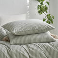 MooMee Bedding Pillowcases Striped Pack of 2 100% Washed Cotton Linen Like by MOOMEE