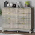 Fluted 8 Drawer Tall Dresser, 47.2" Wide Modern Boho Chest of Drawers, Wooden by BORNOON