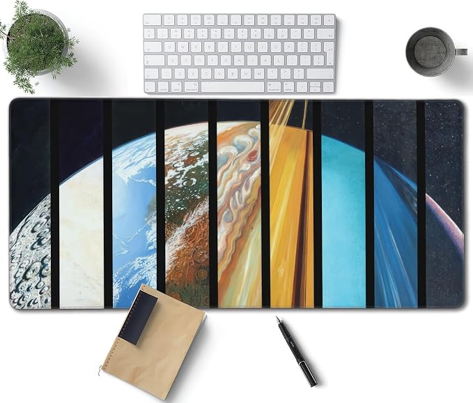 Cosmic Planet Large Mouse Pad, Vintage Aesthetic Gaming Desk Mat, XXL Keyboard by Unknown