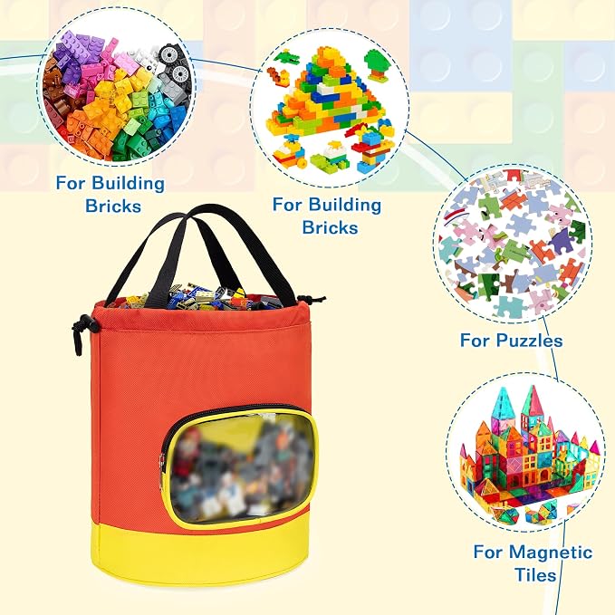 Drawstring Toy Storage Bag for Building Bricks, Building Blocks, Board Games - Image 6