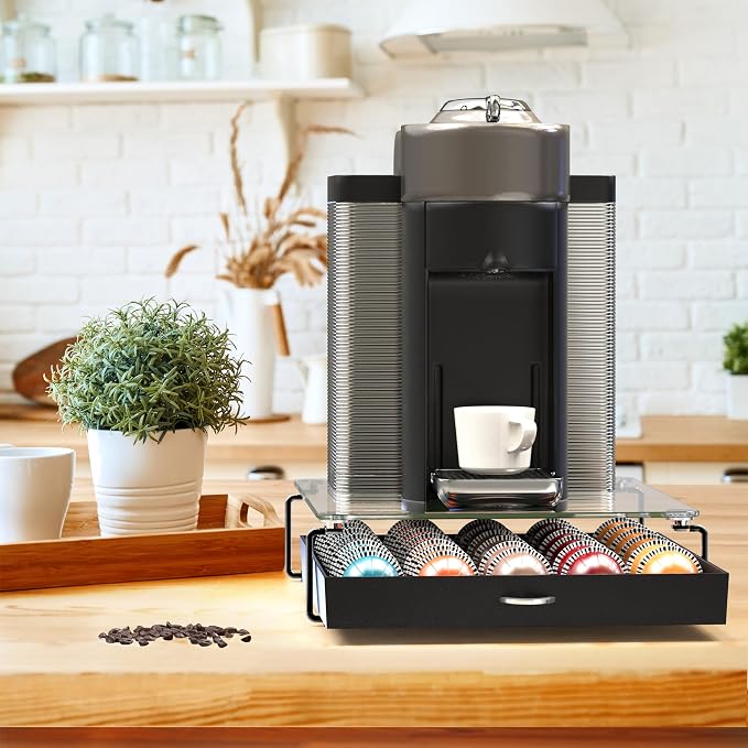 DecoBrothers Crystal Tempered Glass Vertuo Pod Holder Drawer, 30 Large or 60 - Image 2