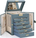 TORIBIO Large Jewelry Box for Women, Leather Jewelry Organizer by TORIBIO