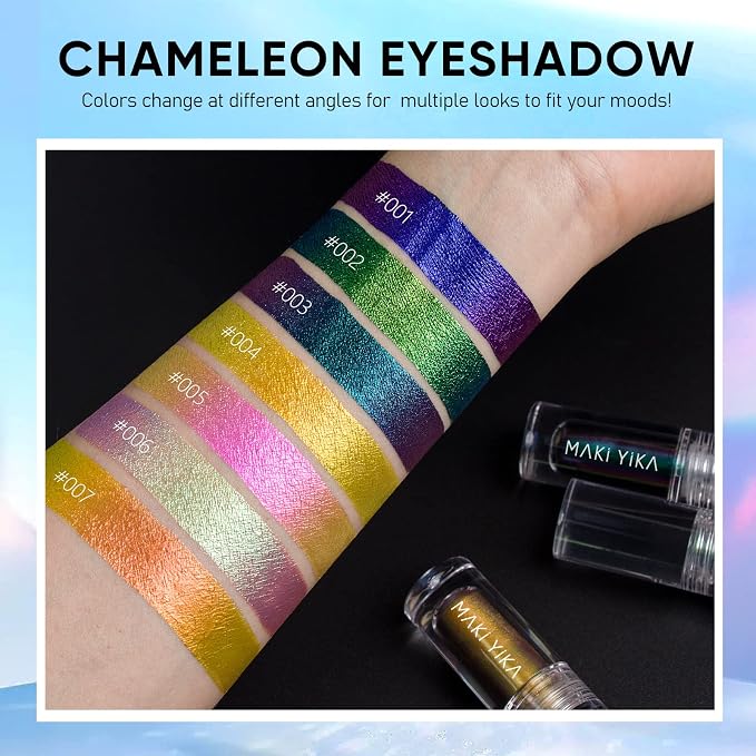 MAKI YIKA Glitter Eyeshadow Green Liquid Multichrome Eyeshadows Long Lasting - Image 7
