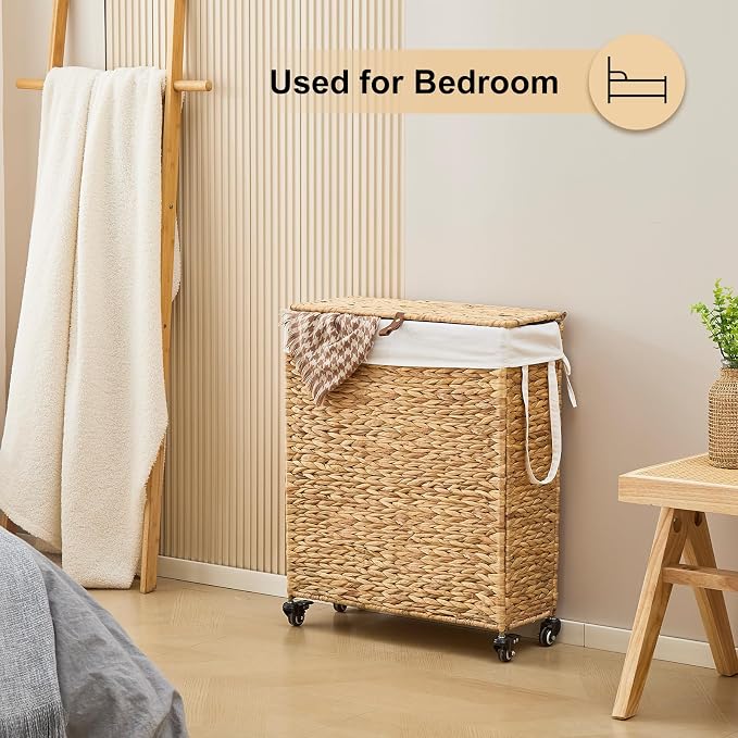 Rolling Laundry Hamper with Lid and Wheels, Slim Laundry Basket with Removable - Image 4