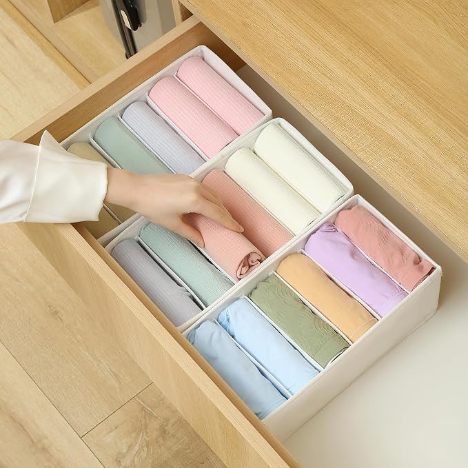 Qozary 3 Pack Sock Underwear Drawer Organizer Dividers, Non-Woven Fabric - Image 6