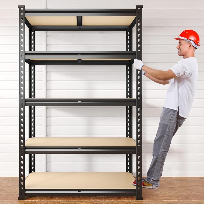 REIBII 2020LBS Garage Shelving Heavy Duty 5 Tier Storage Shelves Adjustable - Image 9