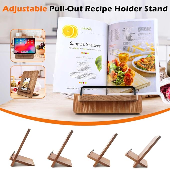 Wood Cookbook Stand Cookbook Holder: Kitchen Adjustable Cookbook Holder Recipe - Image 5