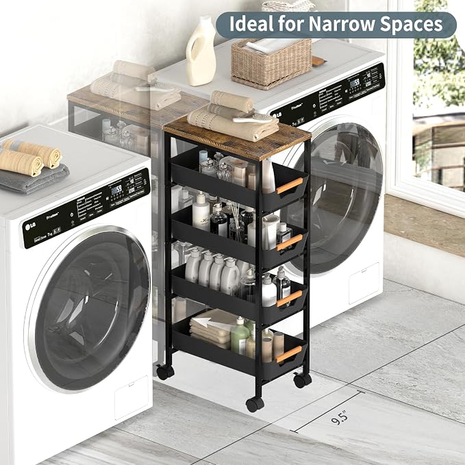 5 Tier Slim Rolling Utility Cart - Image 5