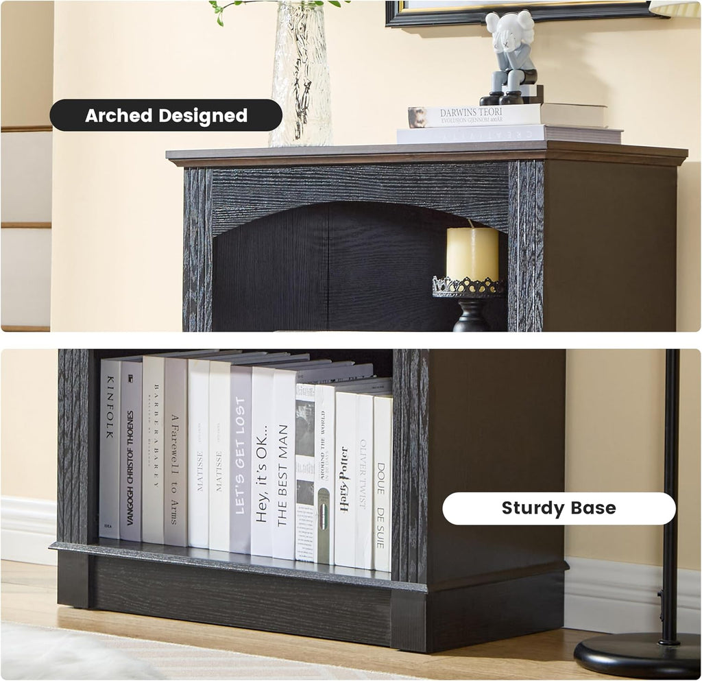 Black Bookshelf, 3 Tier Bookcase Kids Bookshelf Wood Cube Storage