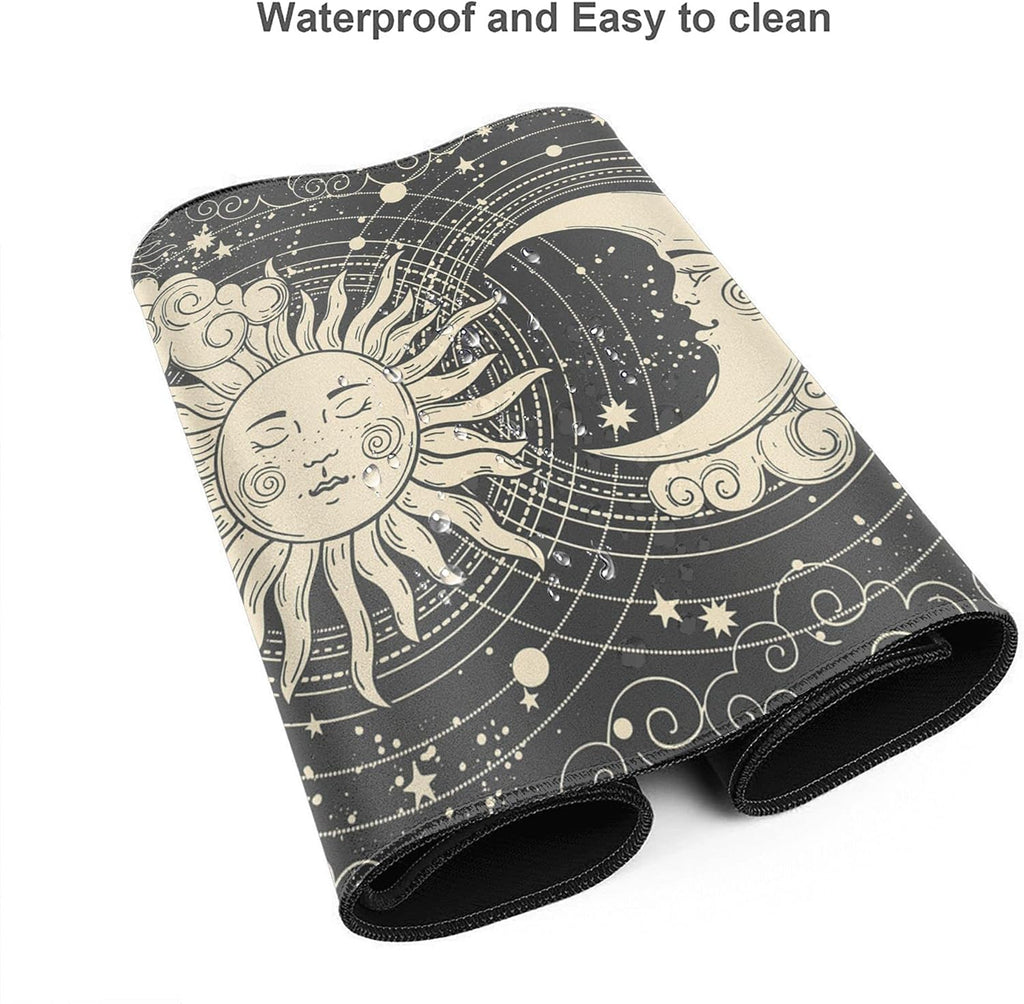 Desk Mat,Celestial Sun and Moon Extended Gaming Mouse Pad for Office