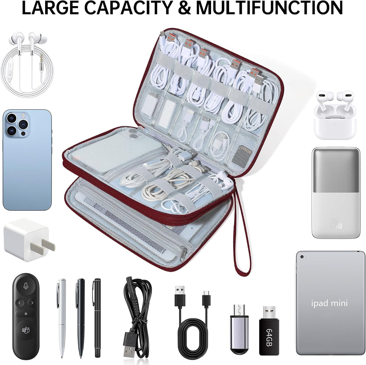 CILLA Electronics Organizer Travel, Travel Cord Organizer Case