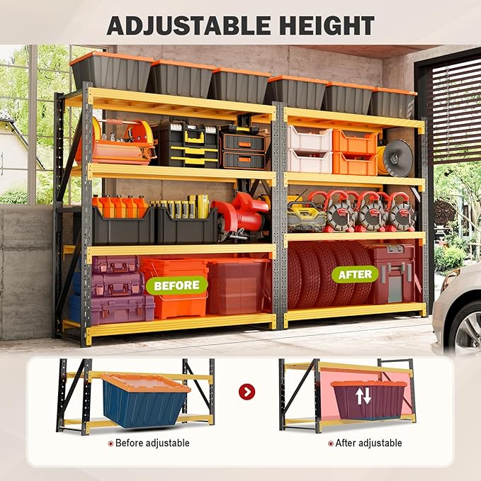 3000LBS Garage Shelving Heavy Duty, 32” W Storage Shelves, 4-Tier Adjustable - Image 4