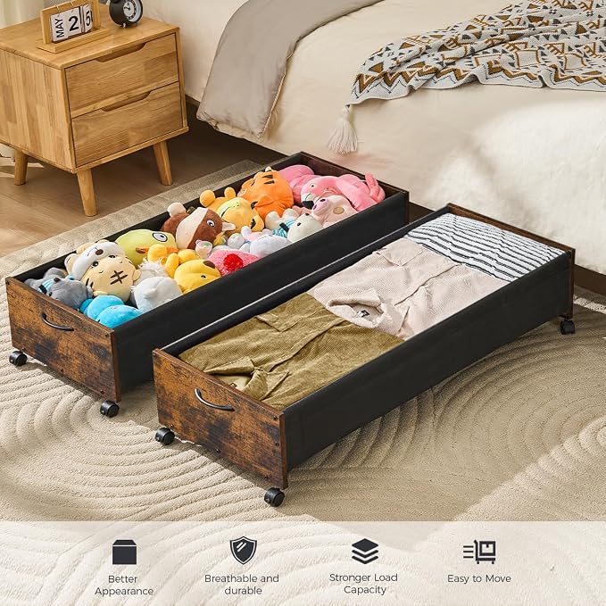 Under Bed Storage with Wheels, XXXXL Larger Under Bed Drawers On Wheels - Image 2