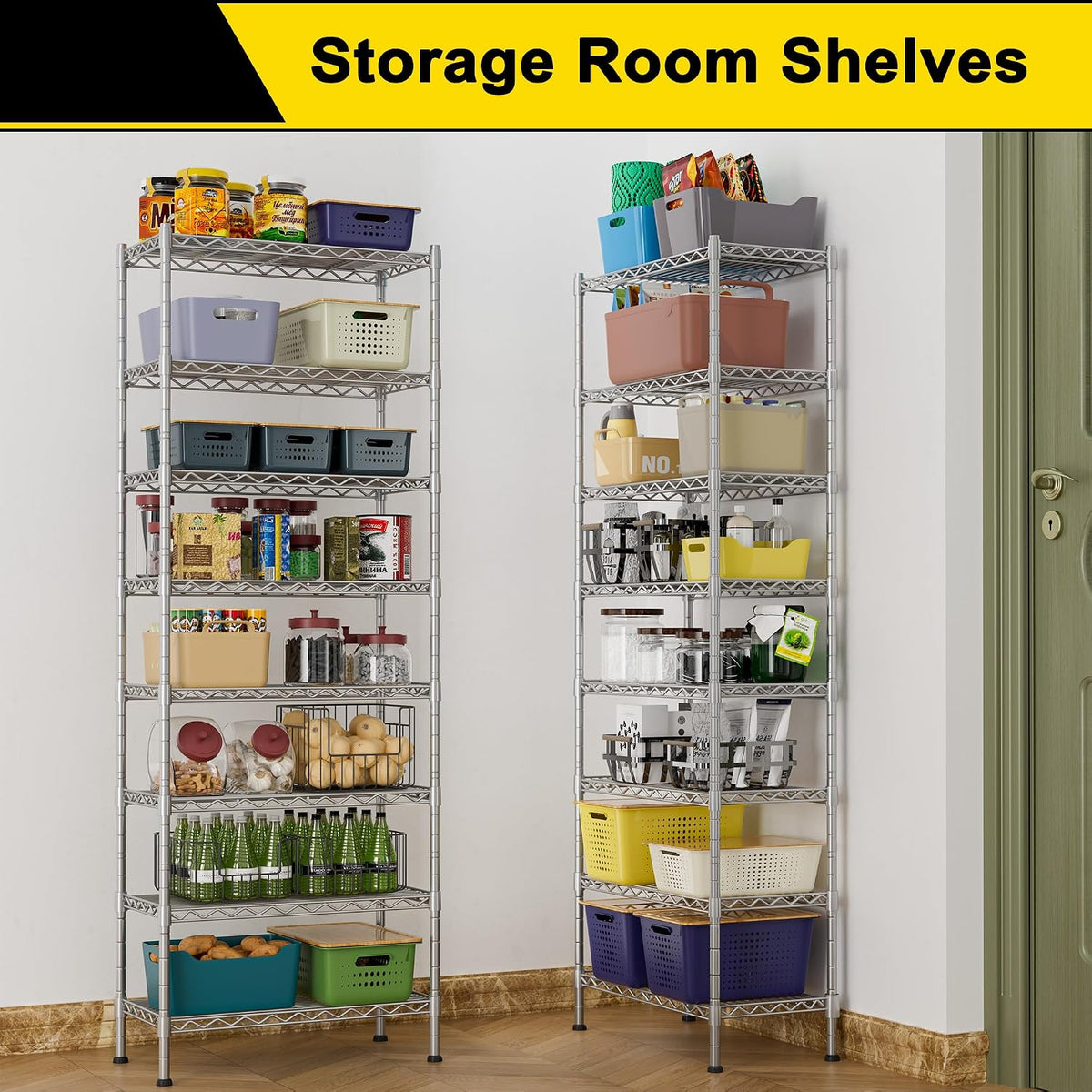 GIOTORENT 8-Wire Garage Shelving Storage Shelves, Kitchen Storage