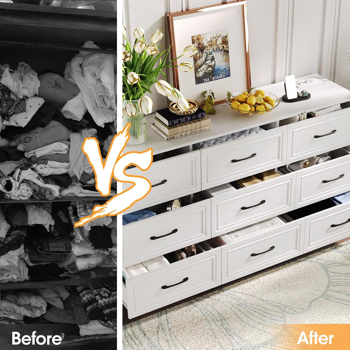 Fameill Dresser for Bedroom, 9 Drawer Wide Dresser Organizer with