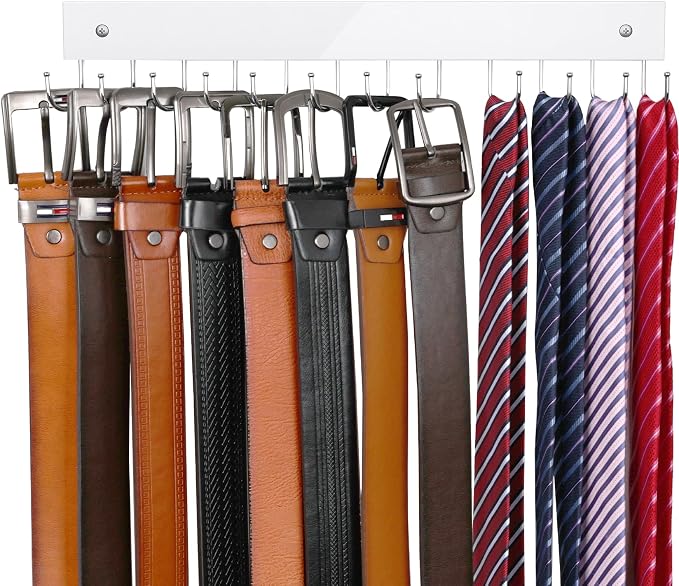 Belt Hanger Wall Mounted, Wooden Belt Organizer Max 12 Storage Capacity by HAILMAJOR