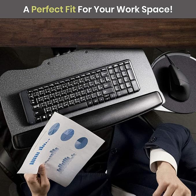 Under Desk Keyboard Tray, 17.75" Track, One Knob Control, Undermount Sliding - Image 7