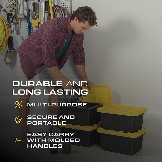 BLACK & YELLOW, 5-Gallon Heavy Duty Tough Storage Container & Snap-Tight Lid - Image 6