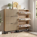Shoe Cabinet with 3 Flip Drawers Set of 2, Narrow Wood Shoe Cabinet Storage by Provideyouwithbestproduct%EF%BC%81
