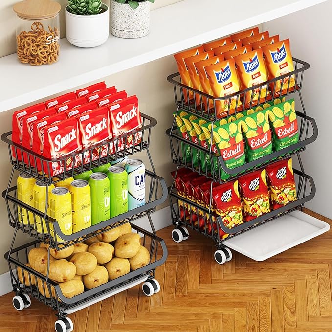 Miyawell 3-Tier Rolling Pantry Cart by MiyawellOfficial