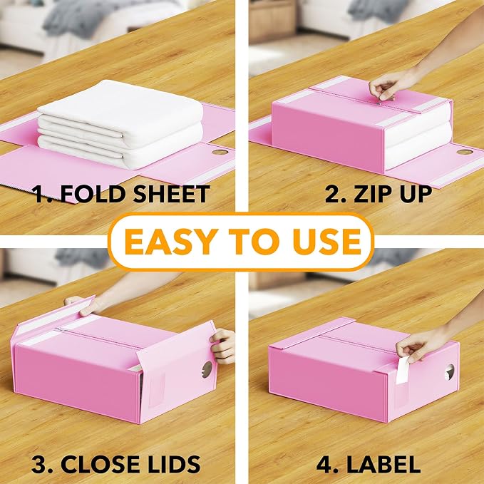 SpaceAid 3 Pack Bed Sheet Organizers and Storage, Foldable Sheet Organizer - Image 3
