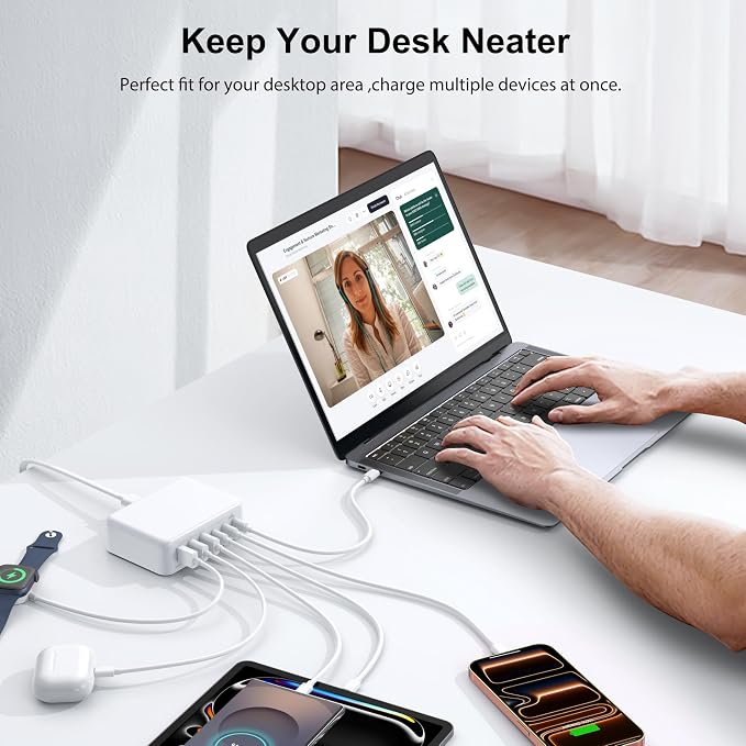 USB C Fast Charger, 150W 6 Port Desktop PD GaN Fast Charger Charging Station - Image 4