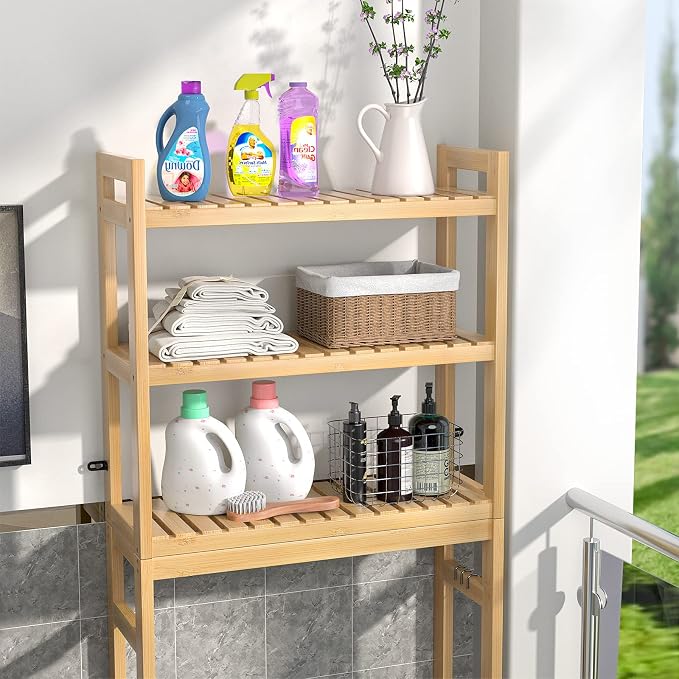 Homykic Over The Toilet Storage, 3-Tier Bamboo Bathroom Shelf - Image 7