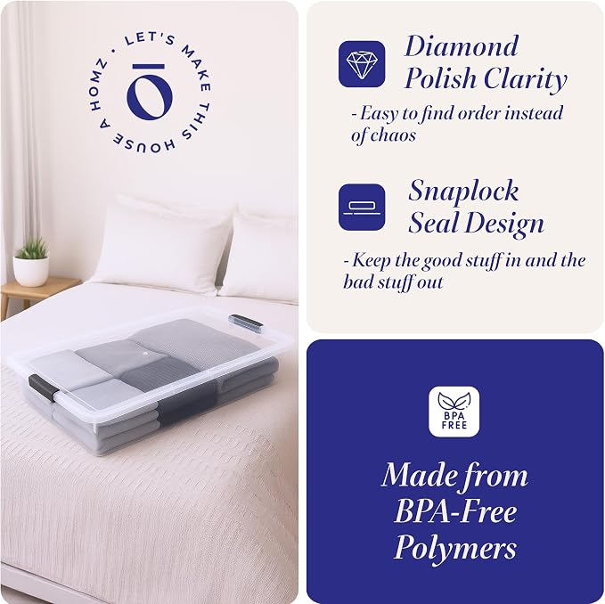 HOMZ 4-Pack Under Bed Storage, 60 Quart, and Towels - Image 3
