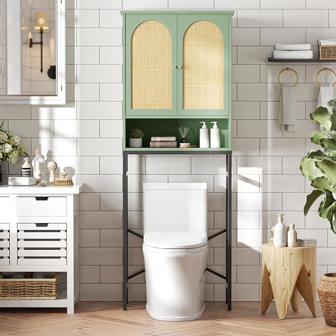 Rattan Over The Toilet Storage Cabinet, Bathroom Organizers and Storage Over by FiveWillowise
