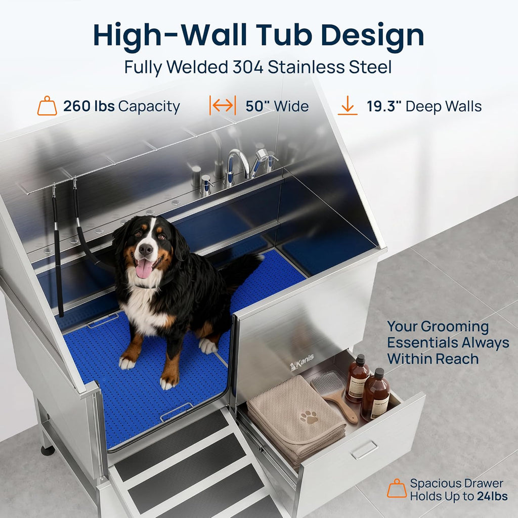 Dog Washing Station 304 Stainless Steel Pets Grooming Tub